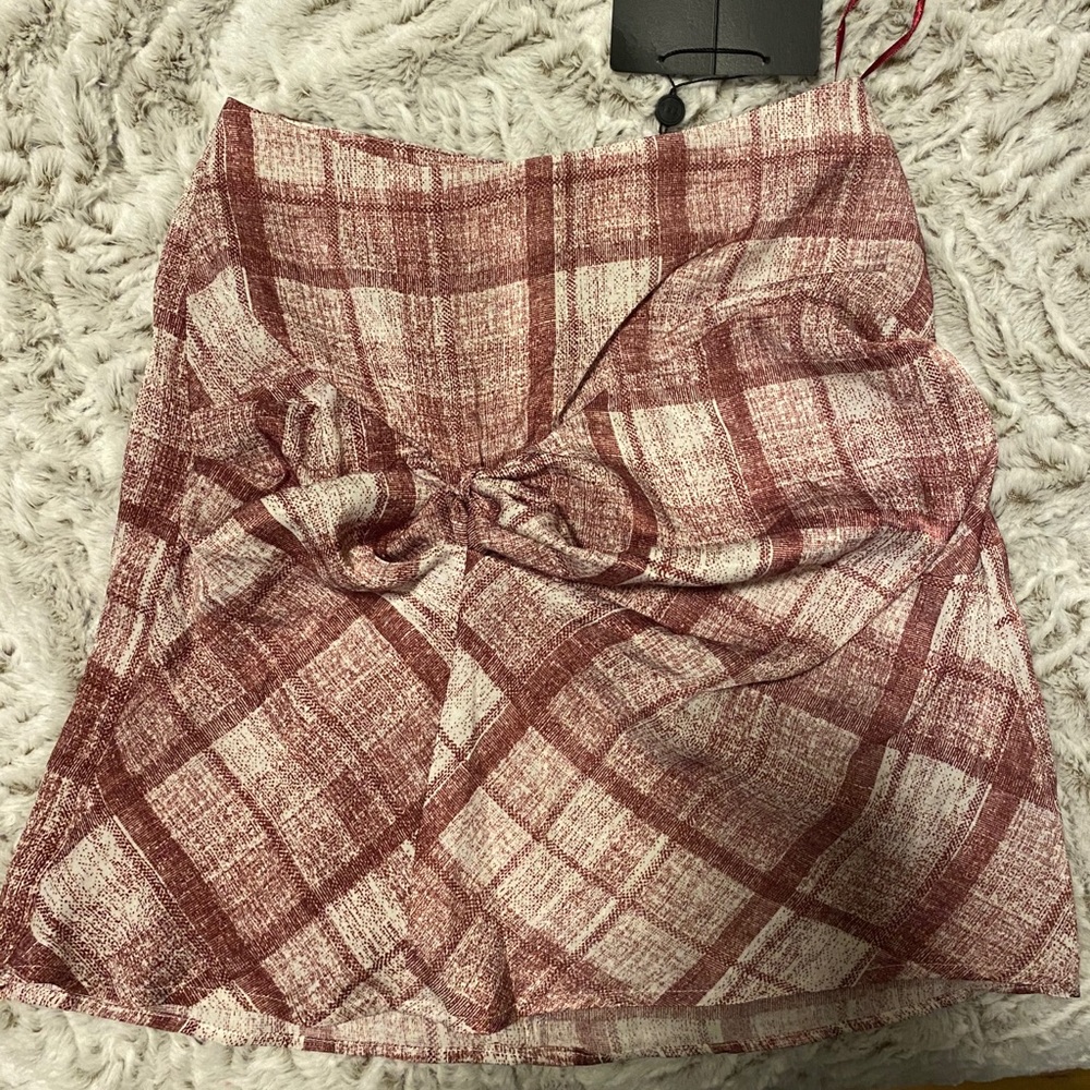 LULU’S Plaid Ruched Mini Skirt NWT, NW